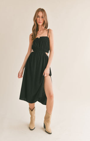 At Ease Cut Out Midi - Black