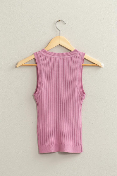 Essential Ribbed Tank Top - Pink