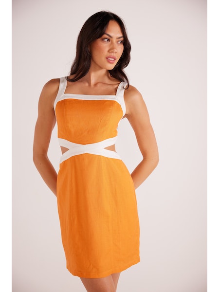 Jacques Contrast Mini Dress - Orange