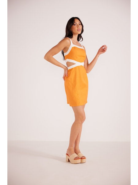 Jacques Contrast Mini Dress - Orange