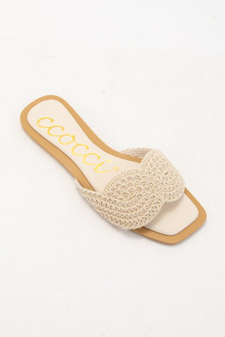 Jessica Crochet Slide Sandal - Ivory