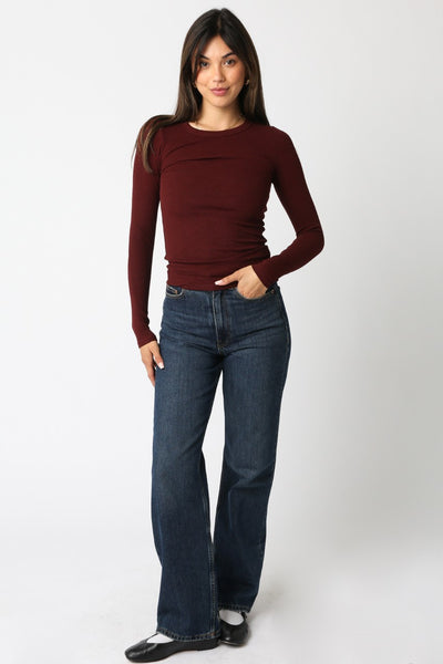 Abbey Long Sleeve Top - Wine