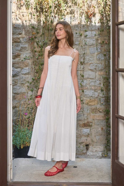 Addison Pleated Front Midi - White