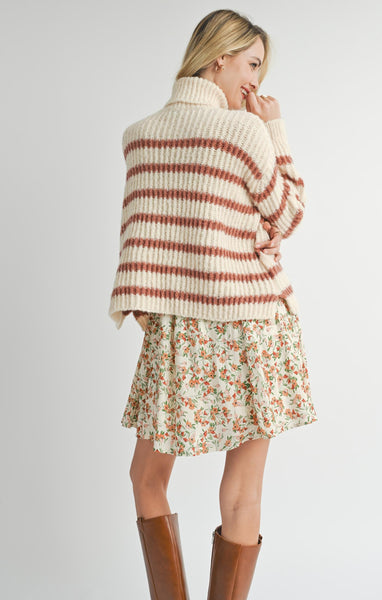 Aki Turtle Neck Sweater - Striped