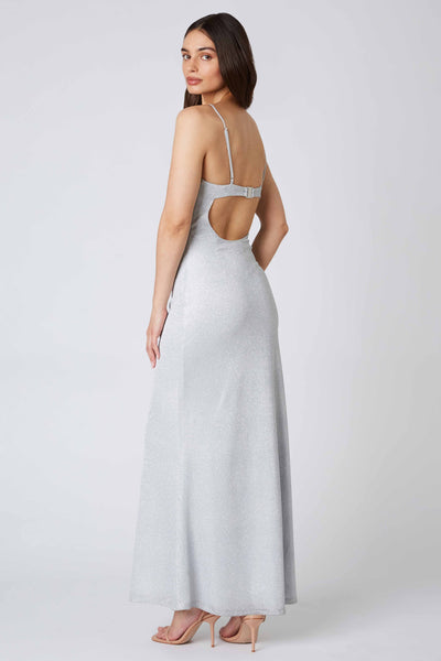 Alaina Shimmer Maxi Dress - Silver