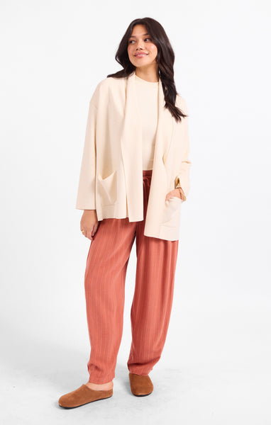 Alessia Shawl Collar Open Coat - Cream