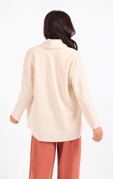 Alessia Shawl Collar Open Coat - Cream