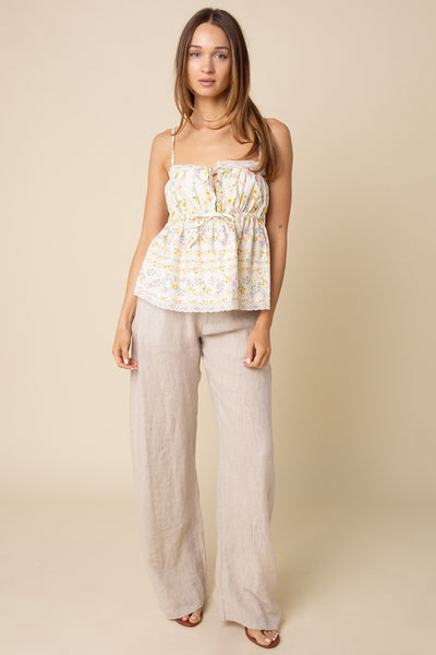 Alia Butter Floral Flare Cami - Ivory