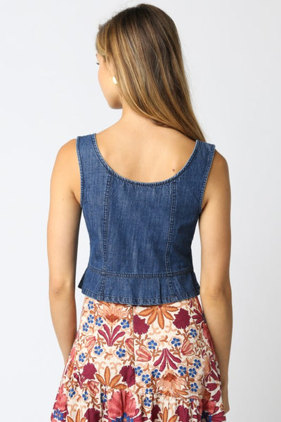 Alice Denim Button Top - Denim