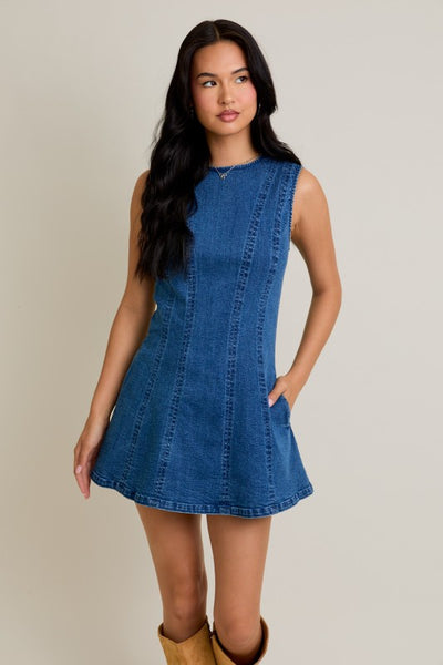 Amelia Sleeveless Denim Dress - Denim
