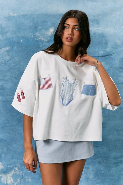 Americana Short Sleeve Top - White
