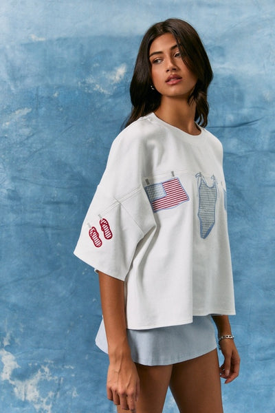 Americana Short Sleeve Top - White