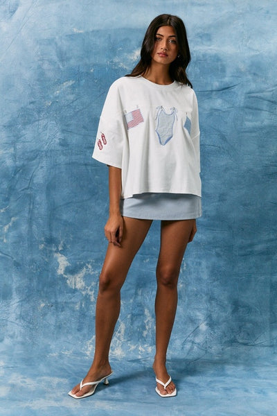 Americana Short Sleeve Top - White