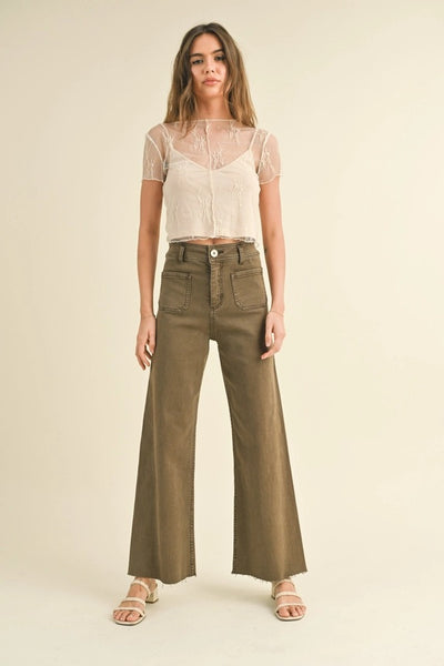 Ames Straight Wide Leg Pants - Brown
