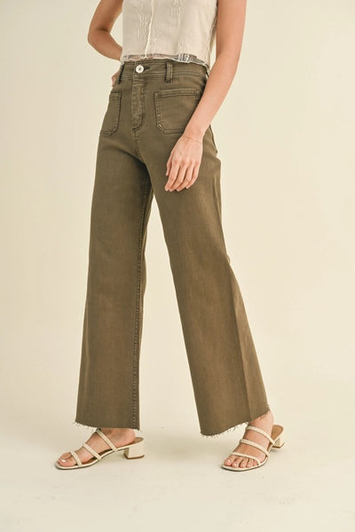 Ames Straight Wide Leg Pants - Brown