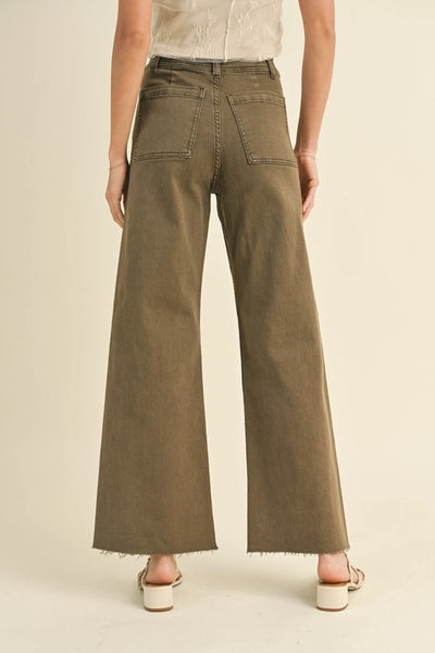 Ames Straight Wide Leg Pants - Brown