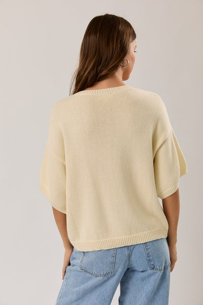 Anchors Away Short Slv Sweater - Ivory