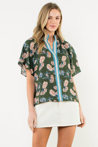 Annie Flower Print Top - Green