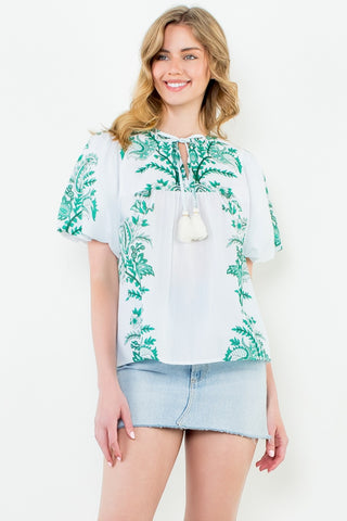 Annie Puffed Slv Top - Green