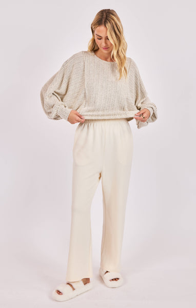 Arden Stripe Dolman Slv Top - Grey