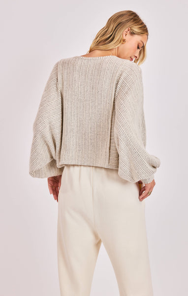 Arden Stripe Dolman Slv Top - Grey