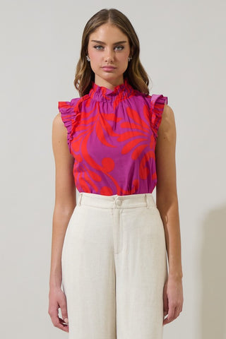 Arona Floral Ruffle Top - Purple