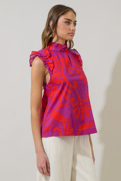 Arona Floral Ruffle Top - Purple