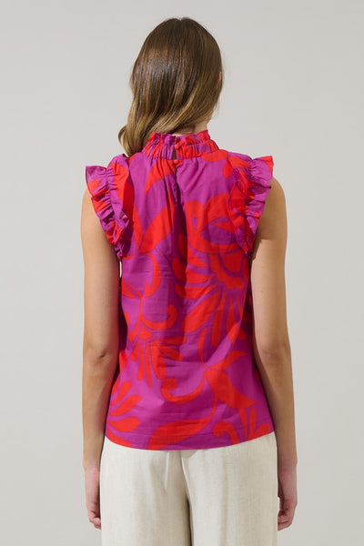 Arona Floral Ruffle Top - Purple