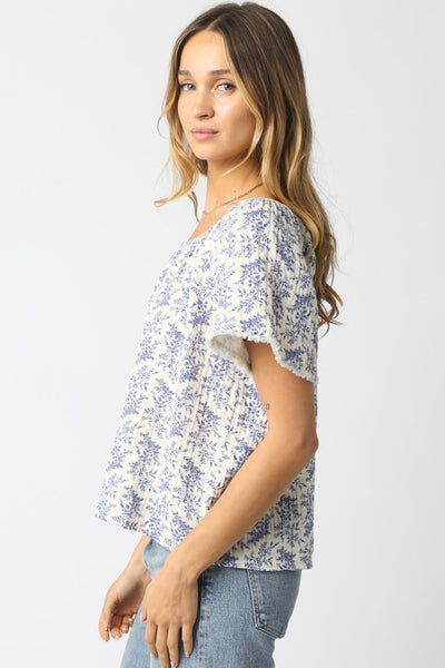 Aubree Floral Top - Blue
