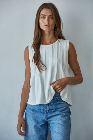 Aura Pleated Front Top - Cream