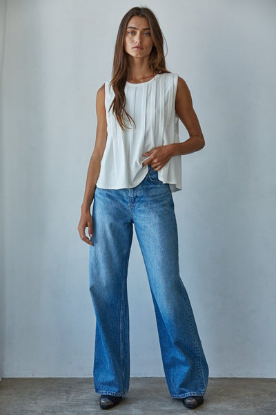 Aura Pleated Front Top - Cream