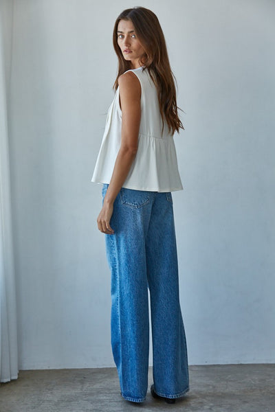 Aura Pleated Front Top - Cream