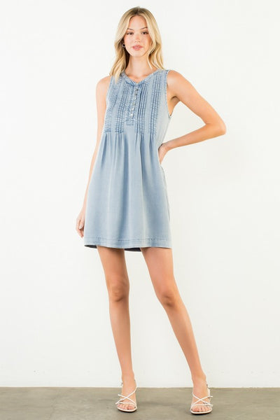 Ava Sleeveless Denim Dress - Denim