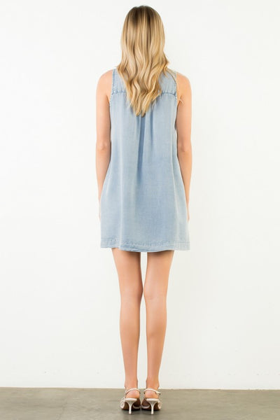 Ava Sleeveless Denim Dress - Denim