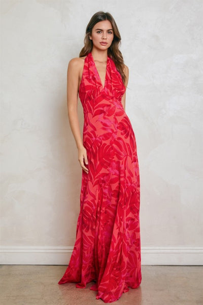 Beautiful Escape Halter Maxi - Red