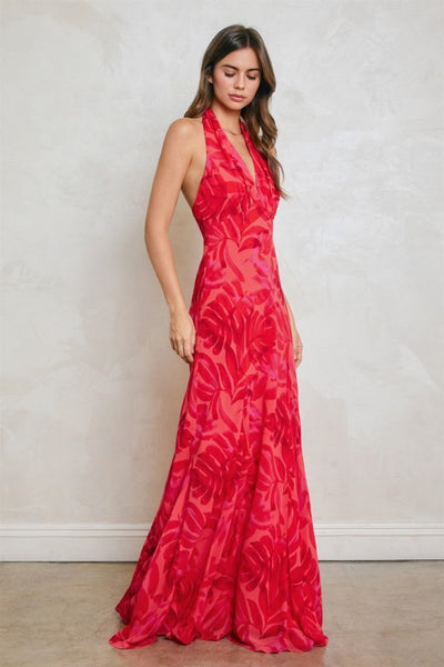 Beautiful Escape Halter Maxi - Red