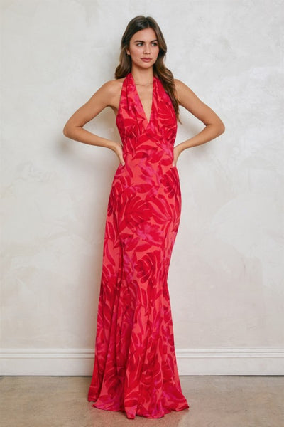 Beautiful Escape Halter Maxi - Red
