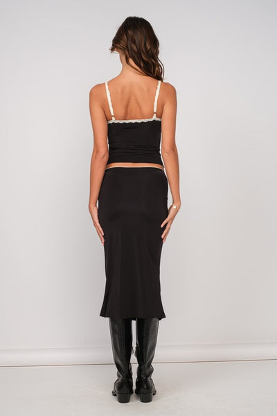 Becks Crop Top Skirt Set - Black