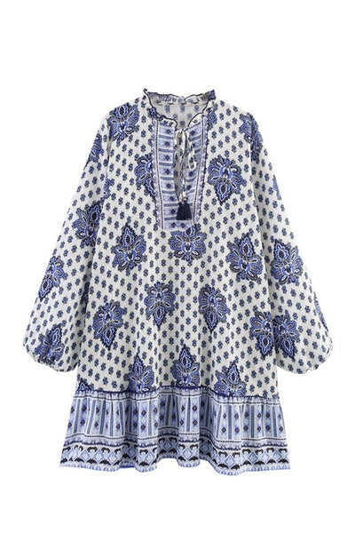 Beverly Ls V Neck Dress - Blue