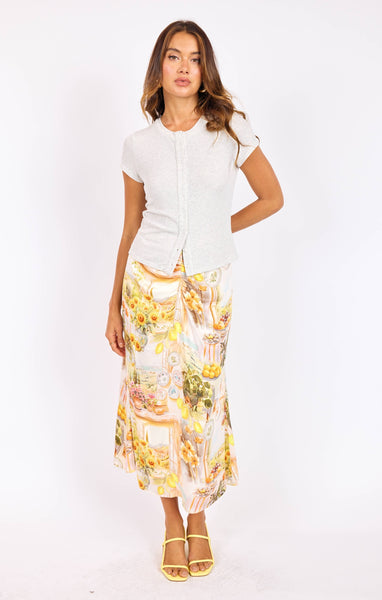 Birdy Button Front Knit Top - Grey