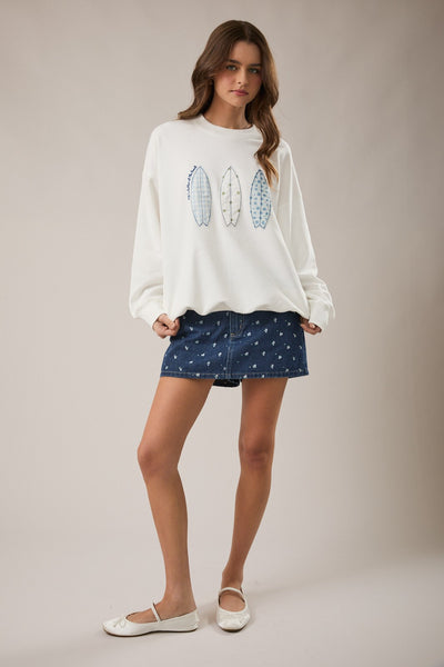 Boat Patch Work Sweatshirt - White