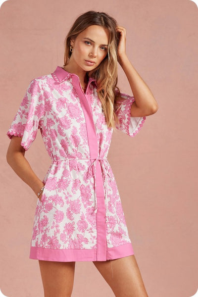 Botanical Garden Mini Dress - Pink