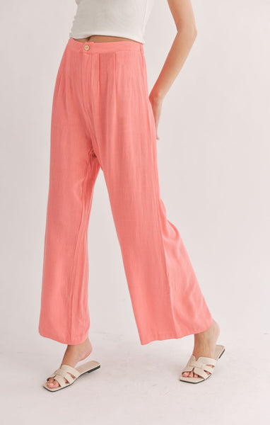 Botanical Linen Trousers - Coral