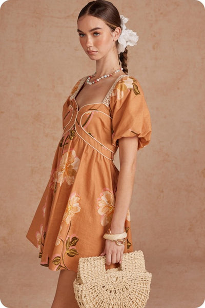 Botanical Piping Detail Mini - Orange