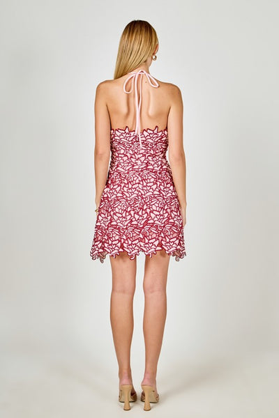 Bouquet Lace Mini Dress - Pink