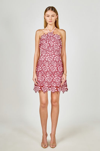 Bouquet Lace Mini Dress - Pink