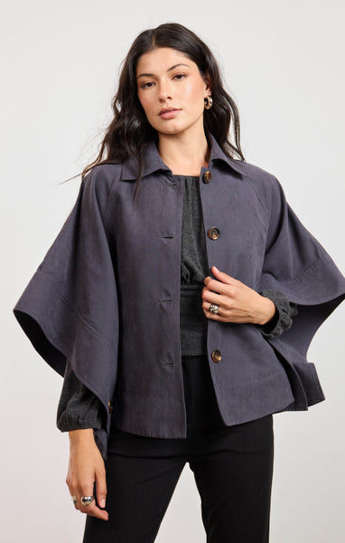 Bowie Poncho Cape - Grey
