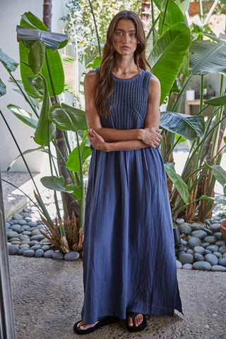 Braylee Sweater Layered Dress - Navy