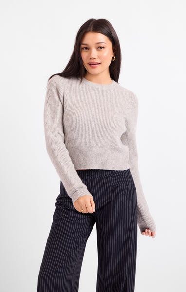 Bree Cable Knit Sweater - Grey