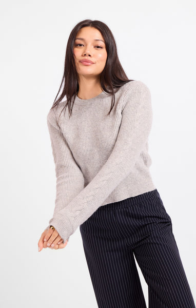 Bree Cable Knit Sweater - Grey